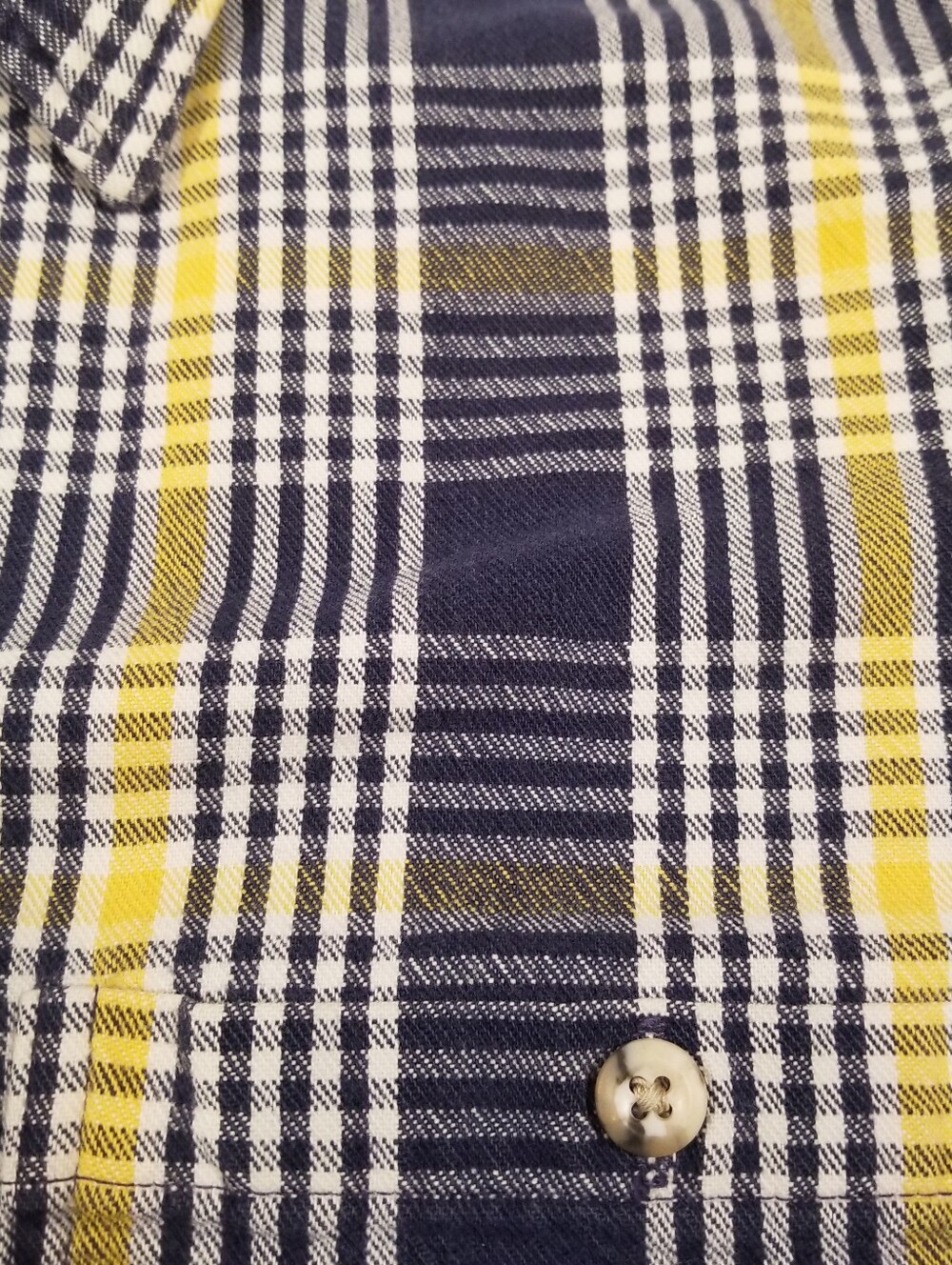 Vintage 90s Oshkosh B Gosh Mens Flannel Shirt Medium USA Plaid Blue Yellow - Picture 3 of 8